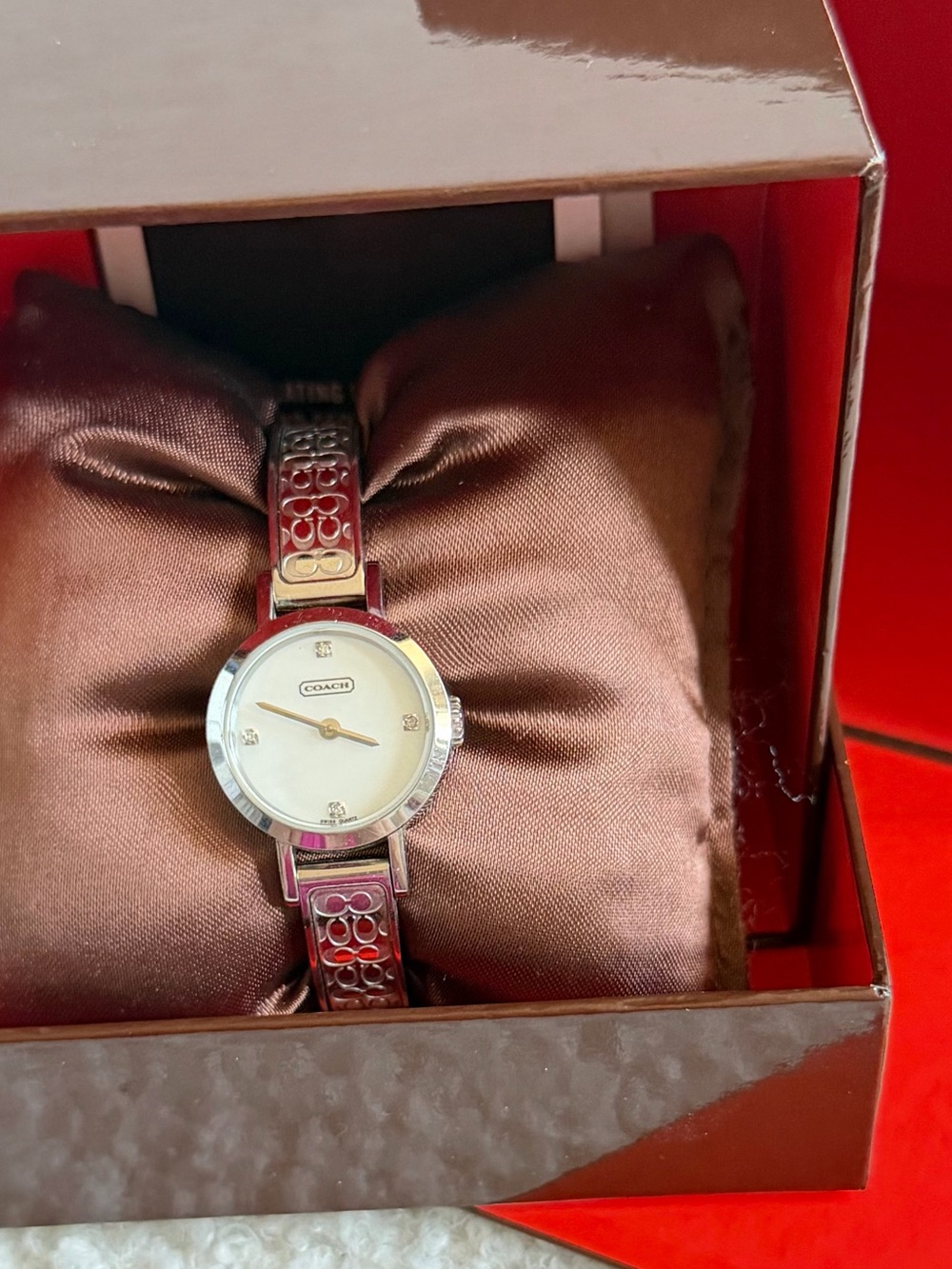 Vintage Coach Silver Signature Embossed Watch *Not Working*